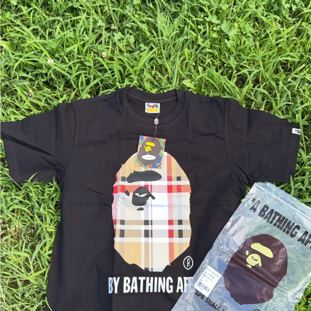 Bape Black and Beige Graphic Tee